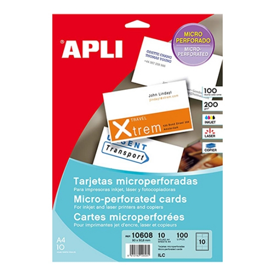 Picture of PAPEL APLI A4 200GR PARA 100 CARTÕES DE VISITA 10608 (CAIXA 10 FOLHAS)