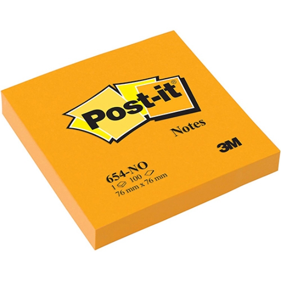 Imagem de BLOCO DE NOTAS ADERENTES POST-IT 76X76 654NO NEON LARANJA 100FOLHAS