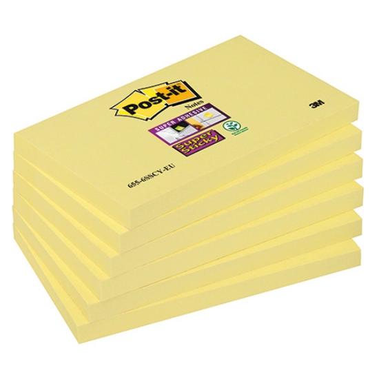 Imagem de PACK 6 BLOCOS NOTAS ADERENTES POST-IT 76X127 AMARELO SUPER STICKY