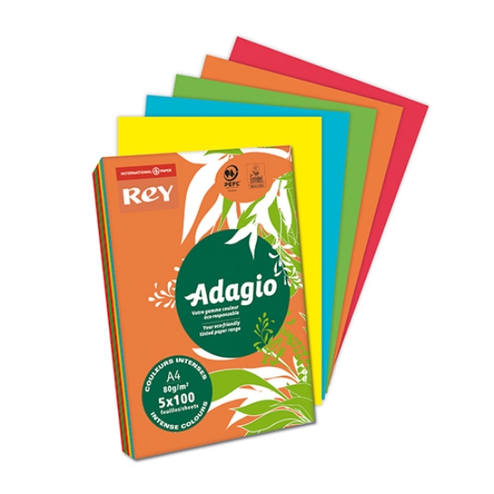 Imagem de RESMA PAPEL COLORIDO A4 80GR ADAGIO COM 5 CORES INTENSAS
