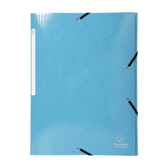 Imagem de CAPA COM 3 ABAS E ELÁSTICOS A4 CARTOLINA BRILHANTE 425GR EXACOMPTA AZUL TURQUESA (55827E)