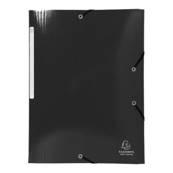 Imagem de CAPA COM 3 ABAS E ELÁSTICOS A4 CARTOLINA BRILHANTE 425GR EXACOMPTA PRETO (55821E)