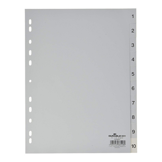 Picture of SEPARADOR PP A4 10 POSIÇOES DURABLE 6511 NUMERADO CINZA