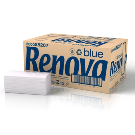 Imagem de TOALHAS DE MÃO 21X22CM ZIG-ZAG RENOVA BLUE (CAIXA 4000 UNI)