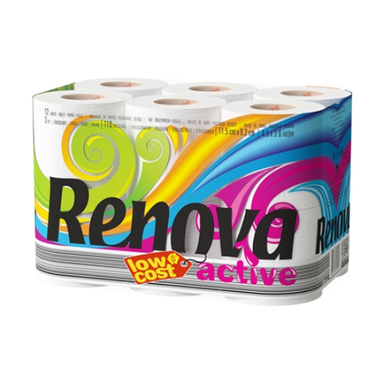 Picture of PACK 12 ROLOS PAPEL HIGIÉNICO RENOVA ACTIVE BRANCO