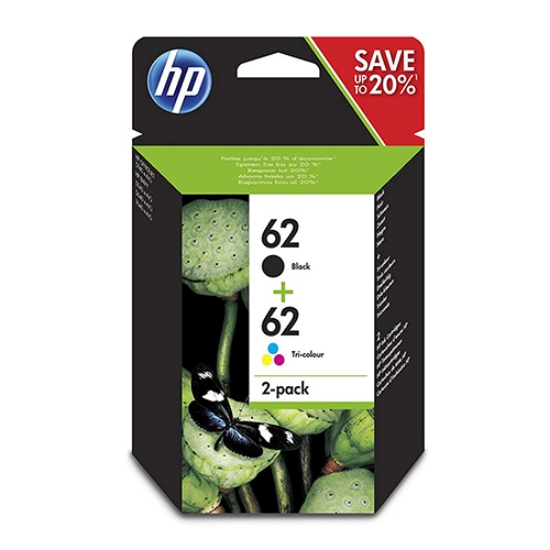 Imagem de MULTIPACK TINTEIROS ORIGINAIS HP 62+62 N9J71AE PRETO+CORES