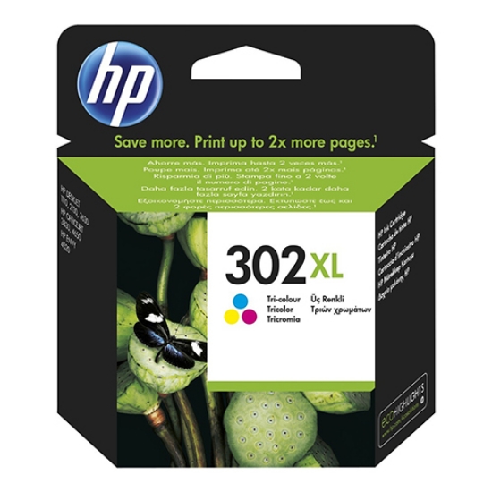 Imagem de TINTEIRO ORIGINAL HP 302XL F6U67AE CORES ALTA CAPAC.