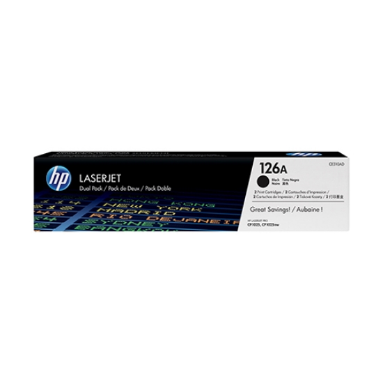 Imagem de PACK DUPLO TONER ORIGINAL HP 126A CE310AD PRETO 2 X 1200PAG.
