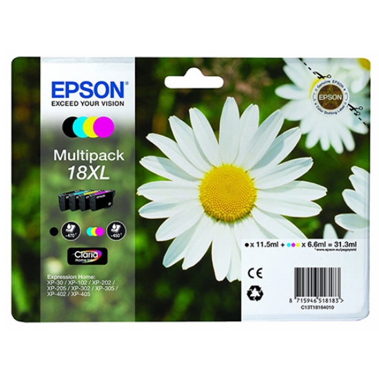 Imagem de TINTEIRO ORIGINAL EPSON 18XL MARGARIDA PACK 4CORES (T1816)