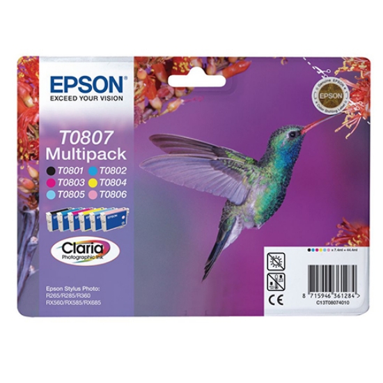 Imagem de TINTEIRO ORIGINAL EPSON T0807 PACK C/6 CORES