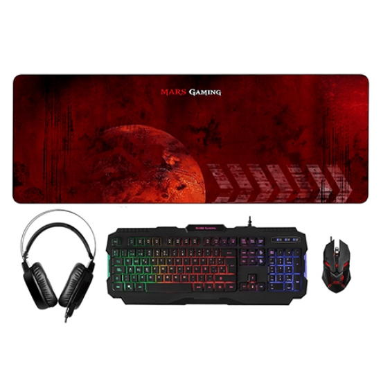 Picture of TECLADO+RATO+BASE PARA RATO+AUSCULTADORES MARS GAMING 4EM1 (MCPRGB2PT)