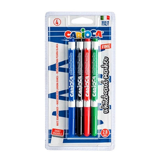 Imagem de BLISTER 4 MARCADORES QUADRO BRANCO CARIOCA PONTA FINA 43231