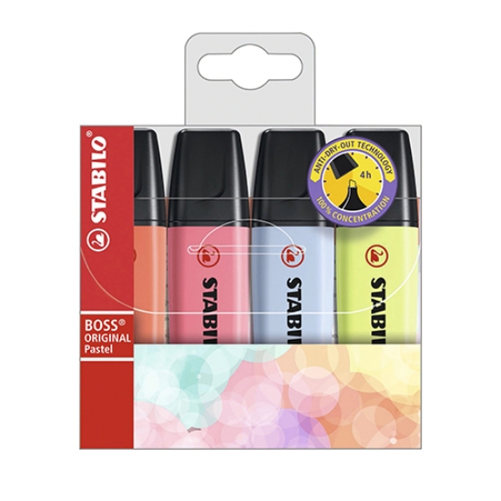 Picture of BLISTER COM 4 MARCADORES FLUORESCENTES STABILO BOSS PASTEL 4C 70/4-3