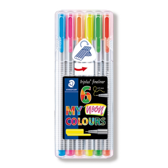 Picture of CAIXA 6 MARCADORES STAEDTLER TRIPLUS FINELINER 334 SB6CS3 NEON