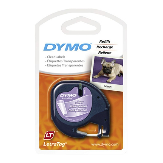 Imagem de FITA DYMO LETRATAG 12MMX4MT PRETA/TRANSP. 12267/S0721530