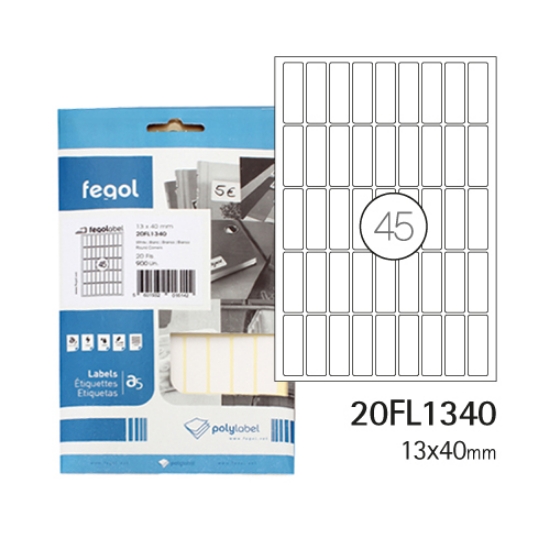 Imagem de ETIQ. FEGOLABEL A5 13X40 BRANCA 20FL1340 (CART.20F/900UDS)