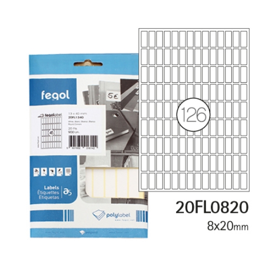 Imagem de ETIQ. FEGOLABEL A5 8X20 BRANCA 20FL0820 (CART.20F/2520UDS)