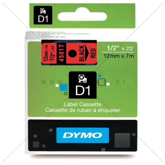 Imagem de FITA DYMO D1 12MMX7MT PRETA/VERMELHA 45017/S0720570
