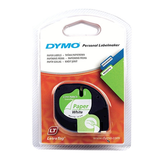 Imagem de FITA DYMO LETRATAG 12MMX4MT PRETA/BRANCA 91200/S0721510