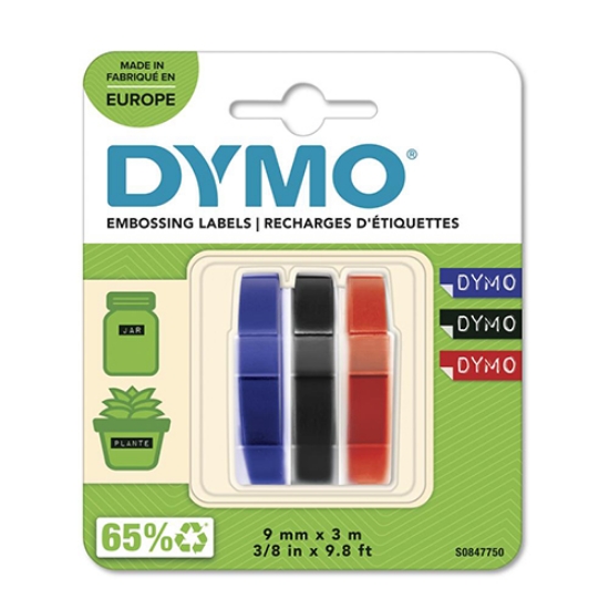 Imagem de PACK 3 FITAS DYMO OMEGA PRETO/AZUL/VERMELHO 9MMX3MT S0847750