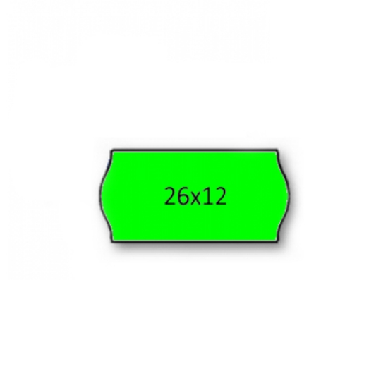 Picture of ROLO ETIQUETAS 26X12MM AD2 CANTOS REDONDOS VERDE FLUORESCENTE (1500UNI)