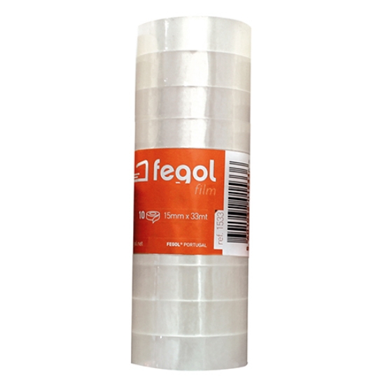 Imagem de ROLO FITA ADESIVA 15MMX33MT FEGOL TRANSPARENTE (ACORDEÃO)
