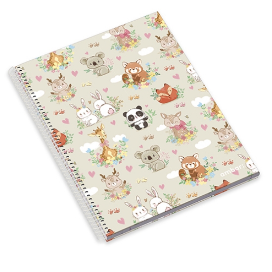Picture of CADERNO ESPIRAL CAPA DURA A4 120FOLHAS PETS&F WOODLAND PAUTADO